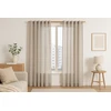 RESTILO VALETA curtain, cappuccino colour, plain, modern boho style, multipurpose tape, linen-effect fabric, 140 x 245 cm