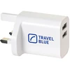 Blue TRAVEL Mėlynas TINKLO ĮKROVIKLIS 2 USB UK
