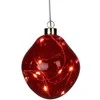 Christmas Decoration stiklinis burbulas lašo formos LED 10 cm raudonas