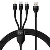 Baseus Flash Series 2 3in1 USB laidas USB-C + micro USB + Lightning 100W 1,2m – Juodas