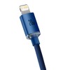 Baseus Crystal Shine kabelis USB-C į Lightning, 20W, PD, 2m mėlynos spalvos