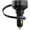 Automobilinis įkroviklis Baseus Enjoyment Pro su USB-C laidu, 60 W (juodas)
