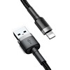Baseus Cafule USB Lightning kabelis 2.4A 0.5m - Pilkas / Juodas