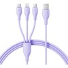 „Baseus“ itin greitas „vienas už tris“ greito įkrovimo kabelis USB-A iki M+L+C 3,5A 1,3 m ūkas Violetinė