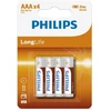 Baterija PHILIPS AAA LR03 LONGLIFE 4vnt Lizdinė plokštelė