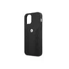 BMW BMHCP12MRSPPK Apple iPhone 12 / 12 Pro 6,1″ juodos spalvos kietas dėklas Leather Curve Perforate