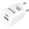 BWOO CDA156 PD sieninis įkroviklis 1x USB-C 1v USB 20W baltas