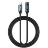 BWOO USB-C - USB-C cable 1m 60W with LED ekranas, braided, juodas