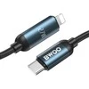 BWOO USB-C - USB-C cable 1m 60W with LED ekranas, braided, juodas