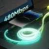 BWOO 27W kabelis X279C-L USB-C į žaibo jungtį su RGB spalvotu apšvietimu