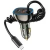 Įkroviklis automobilinis Bwoo (CC96C) (1xUSB, 1xUSB-C 30W) su USB-C laidu juodas