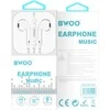 BWOO laidinės 3,5 mm stereofoninės ausinės, baltos spalvos