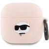 Dėklas Karl Lagerfeld KLA4RUNCHP AirPods 4 cover rožinės spalvos silikoninis Choupette Head 3D