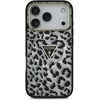 GUESS dėklas, skirtas IPHONE 17 Pro Max, suderinamas su MagSafe GUHMP17XHLEGTGLK (PC TPU su leopardo rašto blizgučiais), juodas