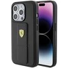 Ferrari FEHCP15LGSPSIK Apple iPhone 15 Pro6.1″ juodos spalvos kietas dėklas Grip Stand Metal Logo