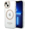 Apple iPhone 14 Pro Guess Dėklas Metal Outline Magsafe (GUHMP14LHTRMD) aukso spalvos
