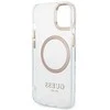 Apple iPhone 14 Pro Max Guess Dėklas Metal Outline Magsafe (GUHMP14XHTRMD) aukso spalvos