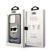 Karl Lagerfeld dėklas, skirtas iPhone 14 Pro 6,1 KLHCP14LLNCHCK juodas kietas dėklas, skirtas Liquid Glitter NFT Choupette Head