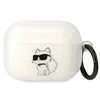 Dėklas Karl Lagerfeld Karlo Lagerfeldo etapai, skirti Airpods Pro KLAPHNCHTCT baltai Ikonik Choupette