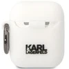 Apple AirPods Karl Lagerfeld silikoninis Karl &amp; Choupette (KLACA2SILKCW) ausinių dėklas baltos spalvos