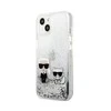 Apple iPhone 13 Pro Karl Lagerfeld dėklas Liquid Glitter Karl&amp;Choupette (KLHCP13LGKCS) sidabrinės spalvos