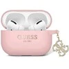 Apple AirPods Pro 2 Guess Cover Liquid silikoninis Glitter Triangle Charm (GUAP2LECG4P) ausinių dėklas rožinės spalvos