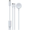 Devia kabelis 3in1 Smart EA520 USB-C - USB-C + Lightning baltas su indukciniu magnetiniu įkrovikliu Apple Watch