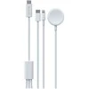 Devia kabelis 3in1 Smart EA520 USB-C - USB-C + Lightning baltas su indukciniu magnetiniu įkrovikliu Apple Watch