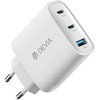 Devia laidinis įkroviklis Extreme PD GaN 65W 2x USB-C 1x USB baltos spalvos + kabeliu USB-C - USB-C laptop charger