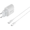 TFO Devia wall charger Pro6 QC 1xUSB-C 20W + USB-C-Lightning cable baltas