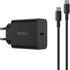Devia laidinis įkroviklis Rocket PD 45W 1x USB-C juodos spalvos+ kabelis USB-C - USB-C