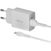 Devia sieninis įkroviklis Smart 2x USB 2,4A baltas + Lightning laidas
