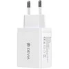 Devia sieninis įkroviklis Smart 2x USB 2,4A baltas + Lightning laidas