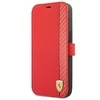 Dėklas Apple iPhone 13 Mini Ferrari Book On Track Carbon Stripe (FESAXFLBKP13SRE) raudonos spalvos