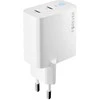 Forever TC-06-65CC GaN PD QC įkroviklis 2x USB-C 65W baltos spalvos