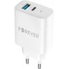 Forever TC-07-30AC PD QC įkroviklis 1x USB-C 1x USB 30W baltos spalvos + USB-C - USB-C kabelis 60W