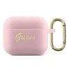 Apple AirPods 3 Guess silikoninis Vintage Script (GUA3SSSI) ausinių dėklas rožinės spalvos
