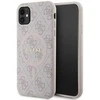 Apple iPhone 11 Guess dėklas 4G Collection odinis Metal Logo MagSafe (GUHMN61G4GFRP) rožinės spalvos