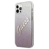 Dėklas GUESS GLITTER GRADIENT SCRIPT IPHONE 12/12 PRO Rožinis