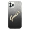 Guess dėklas, skirtas iPhone 12 / 12 Pro 6,1 GUHCP12MPCUGLSBK juodas kietas dėklas, skirtas Glitter Gradient Script