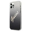 Guess dėklas, skirtas iPhone 12 / 12 Pro 6,1 GUHCP12MPCUGLSBK juodas kietas dėklas, skirtas Glitter Gradient Script