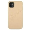 Apple iPhone 12 / 12 Pro Guess dėklas Saffiano Vintage Script (GUHCP12MRSAVSLG) aukso spalvos
