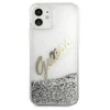 Apple iPhone 12 Pro Max Guess dėklas Glitter Vintage Script (GUHCP12LGLVSSI) sidabrinės spalvos