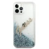 Guess GUHCP12LGLVSBL Apple iPhone 12 Pro Max 6,7″ mėlynas kietas dėklas Glitter Vintage Script