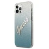 Guess GUHCP12LPCUGLSBL Apple iPhone 12 Pro Max 6,7″ mėlynas kietas dėklas Glitter Gradient Script