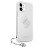 Apple iPhone 12 Pro Max Guess dėklas 4G Sidabrinis Charms Collection (GUHCP12LKS4GSI) skaidrus