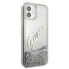 Apple iPhone 12 Pro Max Guess dėklas Glitter Vintage Script (GUHCP12LGLVSSI) sidabrinės spalvos