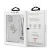 Apple iPhone 12 Pro Max Guess dėklas 4G Sidabrinis Charms Collection (GUHCP12LKS4GSI) skaidrus