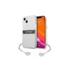 GUESS KIETAS DĖKLAS GUHCP13SKB4GGR IPHONE 13 MINI PILKAS DIRŽELĖ CHARM SKAIDRUS