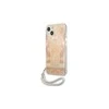 Apple iPhone 13 Mini Guess dėklas Flower Strap (GUHCP13SHFLSD) aukso spalvos